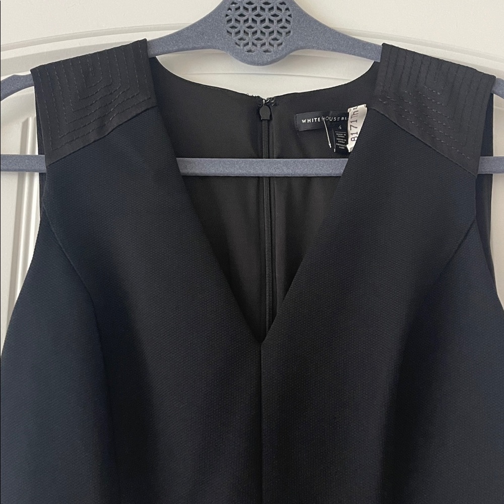 White House Black Market Black V-Neck Dress 4‎ - Picture 2 of 10